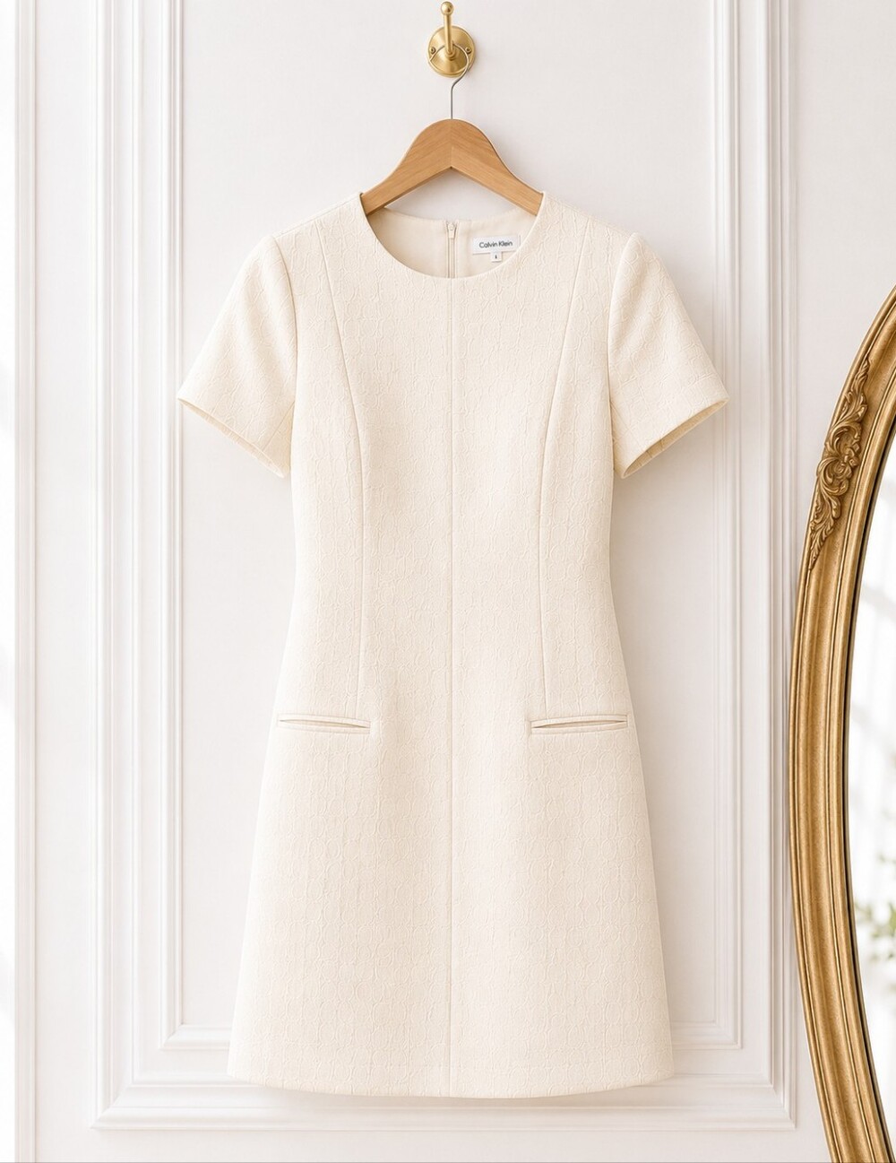 H&M Ivory Lined Shift Dress | Short Sleeve | Size Small - Picture 6 of 8
